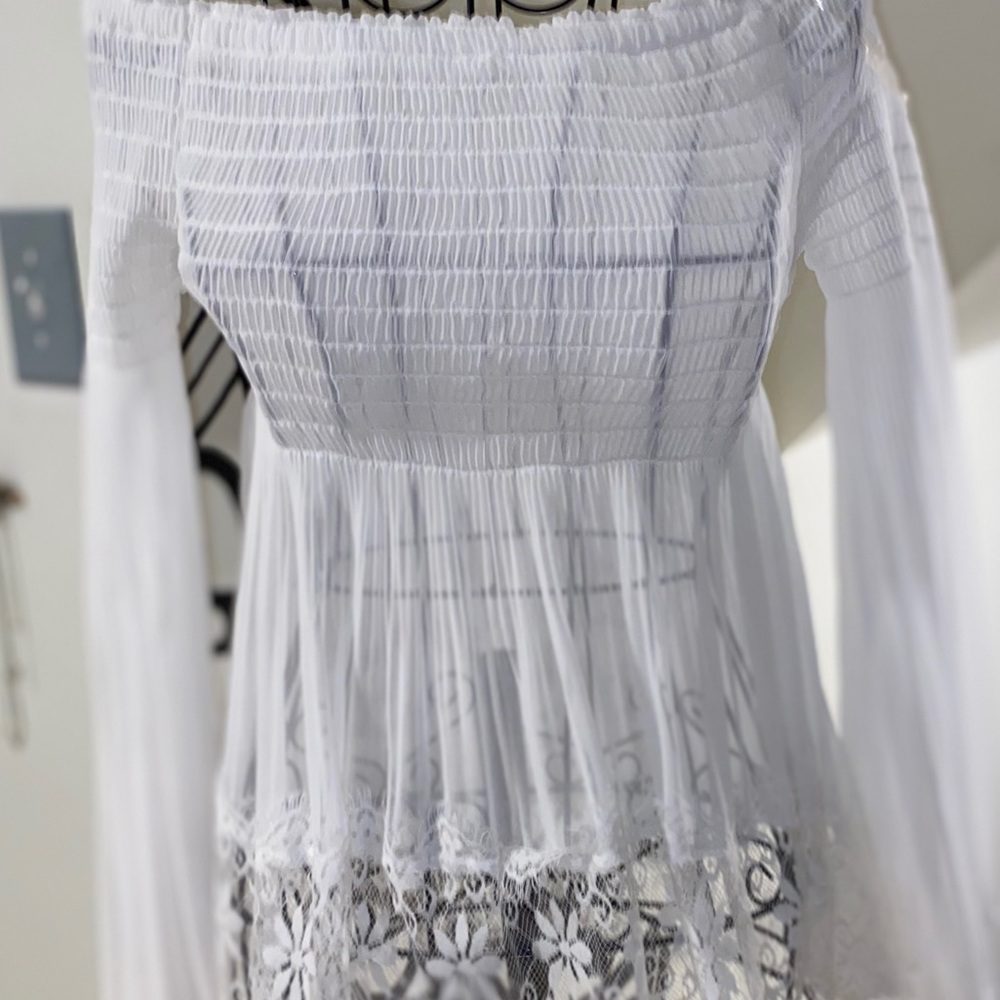 white off the shoulder lace top
